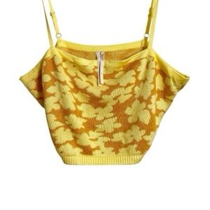 Anthropologie Yellow Floral Knit Top